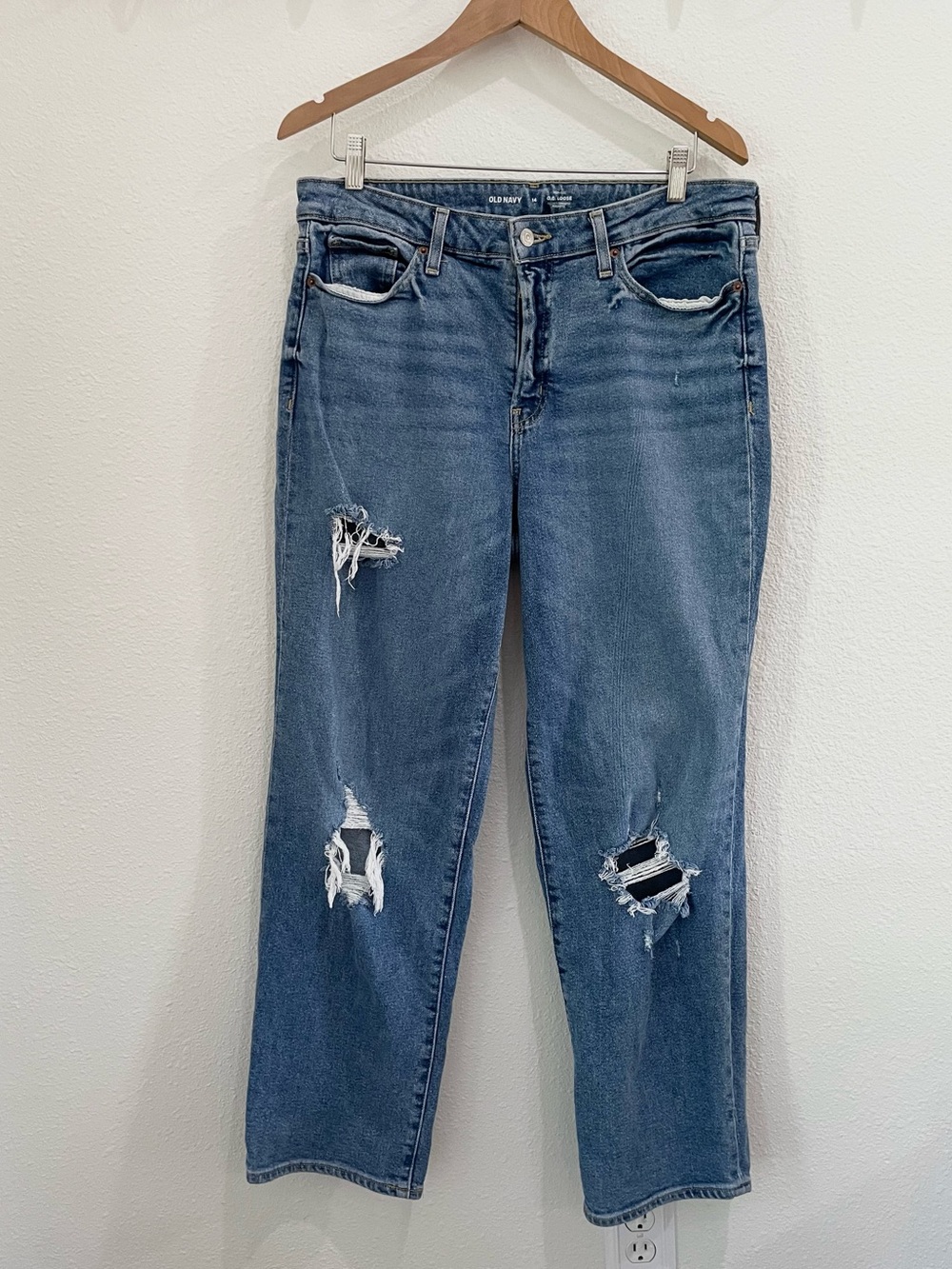Old Navy High Rise Distressed Loose Jeans O.G. Denim 90’s Straight Leg Relaxed